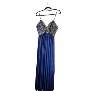 My Michelle Junior's Embellished Dark Blue Prom Homecoming Lined Dress Size 13.